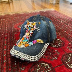 Bejeweled Denim Cat Hat